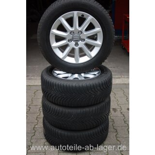 Audi A4 8K 8B 1 Satz Winterreifen mit Original Alu Felgen Neuwertig 7J x 16 Zoll ET 46 Michelin Alpin A4 AO 225/55 R16 95H #6406-C9 u. C12