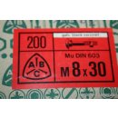 ABC Schrauben M8x 30 MU DIN 603 ca 25 Stück NEU u. gebraucht #W312-811