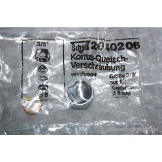 Schell Konus-Quetschverschraubung verchromt 3/8 " 8 mm nur für Kupferrohr NEU #W608-584