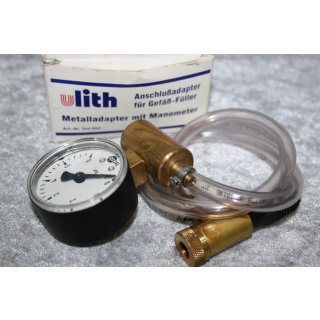 Ulith Anschlußadapter für Gefäß-Füller Metalladapter mit Manometer NEU #W839-1013