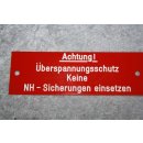 Kunststoffschild Achtung Überspannungsschutz keine...