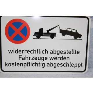 Aluminium Schild widerrechtlich abgestellte Fahrzeuge 40x60 cm glatte Oberfläche 2 mm ungeprägt zur Pfostenmontage geeignet #W1036-01078