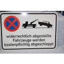 Aluminium Schild widerrechtlich abgestellte Fahrzeuge...