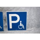 Aluminium Schild Parkplatz P Rollstuhlfahrer Behindertenparkplatz 25x25 cm NEU #W1040-K8