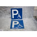 Aluminium Schild Parkplatz P Rollstuhlfahrer Behindertenparkplatz 25x25 cm NEU #W1040-K8