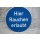 Aluminium Schild Hier Rauchen erlaubt 300 mm NEU #W1042-K8