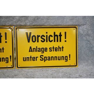 Aluminium Schild Vorsicht Anlage steht unter Spannung NEU #W1052-K8
