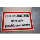 Klebeschild Aufkleber Feuerschutztür bitte stets...