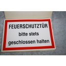 Klebeschild Aufkleber Feuerschutztür bitte stets geschlossen halten selbstklebend 20cm x 30cm NEU #W1060-01504-1