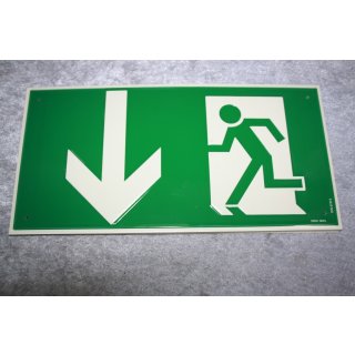 Aluminium Schild Fluchtweg Notausgang Pfeil nach unten NEU DIN 67510 2902/0845 #W1067-01078-1