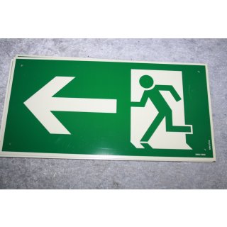 Kunststoffschild Schild Fluchtweg Notausgang Rettungsweg Rettungszeichen Pfeil nach links NEU DIN 67510 2900/0932 #W1068-01078-1