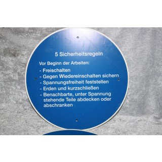Kunststoffschild 5 Dicherheitsregeln 320 mm NEU #W1082-K9