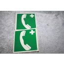 Aluminium Schild Fahnenschild Erste Hilfe Verbandkasten Telefon 150 x 150 mm NEU #W1083-K9