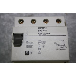 Siemens FI Fehlerstromschutzschalter 5SM3645-8 NEU #W1134-1012-5