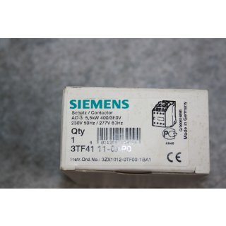 Siemens Schütz/Contactor 3TF4111-CAPO 230V 50Hz 277V 60Hz NEU 4011209039094 #W1475-1019-2