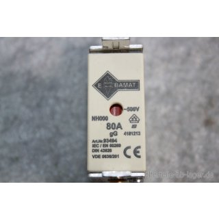 Ebamat Sicherungseinsätze NH00 80A 500V 93494 NEU #W1547-1022