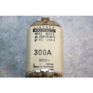 Lindner Sicherung Vollschutz  NH3 300A 500V 8003 Neuwertig #W1550-01002